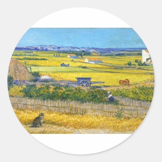Sticker Rond L'autocollant Chat de la Moisson (Devant)