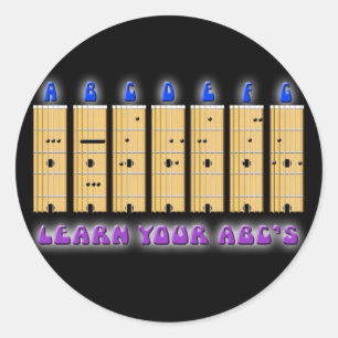 Sticker Rond L'autocollant d'ABC de guitare