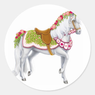 Sticker Rond L'autocollant de cheval de rose