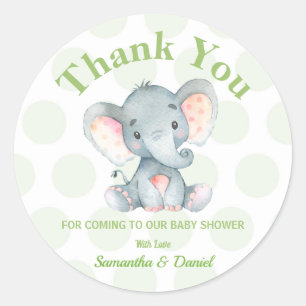 Sticker Rond L'autocollant de Merci de baby shower d'éléphant