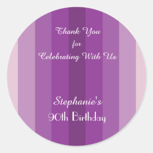 Sticker Rond L'autocollant pourpre de Merci de rayure,