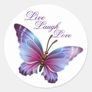 Sticker Rond L'autocollant/pourpre de papillon "vivent amour de