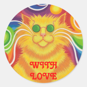 Sticker Rond l'autocollant rond d'amour de Psy-chat-delic