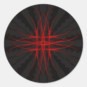 Sticker Rond L'autocollant rouge de fractale de ~