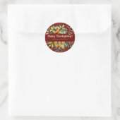 Sticker Rond L'automne Thanksgiving Feuilles Aquarelle Verdure (Sac)
