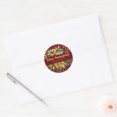 Sticker Rond L'automne Thanksgiving Feuilles Aquarelle Verdure (Enveloppe)