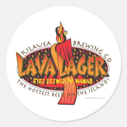 Sticker Rond Lava Lager Bière hawaïenne (Devant)