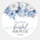 Sticker Rond Lavage Bleu Floral Fleurs Mariage (Devant)