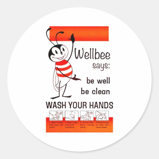 Sticker Rond LAVAGE de CDC de Wellbee VOTRE affiche de (Devant)