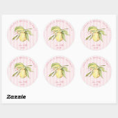 Sticker Rond Lavage de mariée Main Squeeze au citron (Feuille)