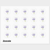 Sticker Rond Lavande aquarelle fleurs herbes rustique violet (Feuille)