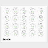 Sticker Rond Lavande Aquarelle Floral Mariage moderne (Feuille)