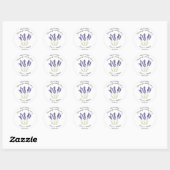Sticker Rond Lavande Aquarelle Floral Mariage moderne (Feuille)