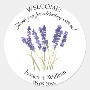 Sticker Rond Lavande Aquarelle Floral Mariage moderne