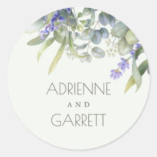 Sticker Rond Lavande avec Mariage de verdure Eucalyptus