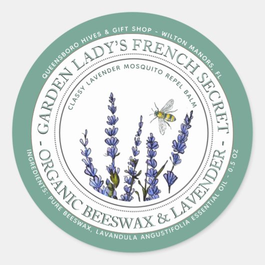 Sticker Rond Lavande de cire d'abeille Repulsif de moustiques L (Devant)