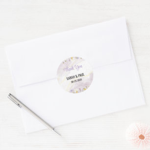 Sticker Rond Lavande fleur sauvage et Mariage floral jaune