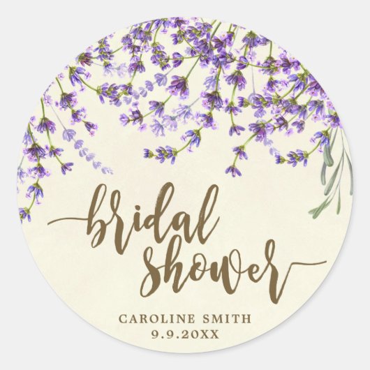 Sticker Rond lavande fleurie douche nuptiale favorise autocolla (Devant)