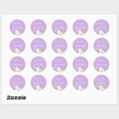 Sticker Rond Lavande florale blanche coeur merci mariage (Feuille)