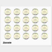 Sticker Rond Lavande Florale Jaune Mariage Merci Monogramme (Feuille)