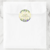Sticker Rond Lavande Florale Jaune Mariage Merci Monogramme (Sac)