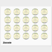 Sticker Rond Lavande Florale Jaune Mariage Merci Monogramme (Feuille)