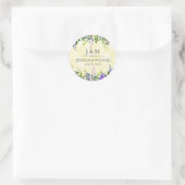 Sticker Rond Lavande Florale Jaune Mariage Merci Monogramme (Sac)