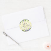 Sticker Rond Lavande Florale Jaune Mariage Merci Monogramme (Enveloppe)
