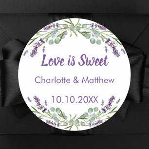 Sticker Rond lavande mariage eucalyptus L'amour est doux