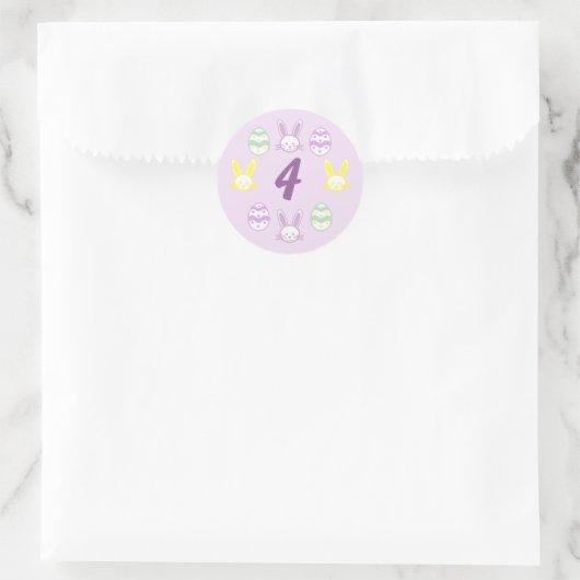 Sticker Rond Lavande Pâques 4e anniversaire (Sac)