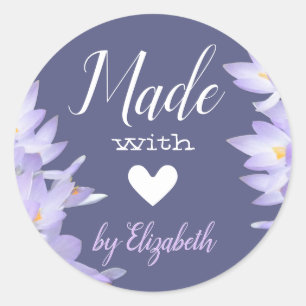 Sticker Rond Lavande romantique foncée violette faite avec amou