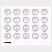 Sticker Rond Lavande rose Aquarelle Mariage Floral (Feuille)