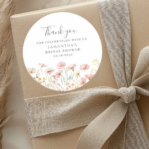 Sticker Rond Lavande Rose Fleur Sauvage Floral Fête de Mariage