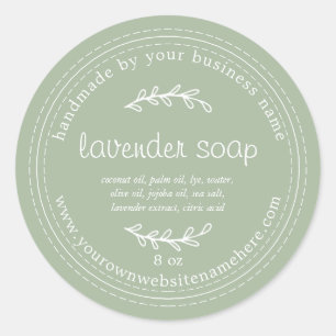 Sticker Rond Lavande Rustique à la main laque Laurel Vert