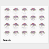 Sticker Rond Lavande rustique et Mariage floral d'aquarelle rou (Feuille)