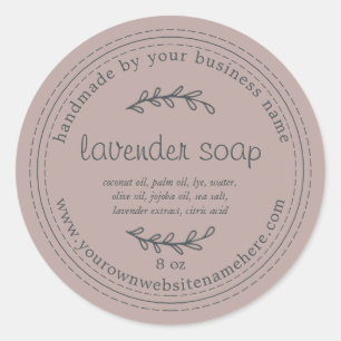 Sticker Rond Lavande Rustique fait main gris savon