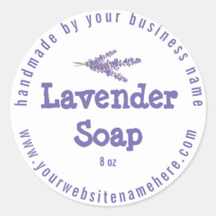 Sticker Rond Lavande Rustique fait main savon violet blanc clas