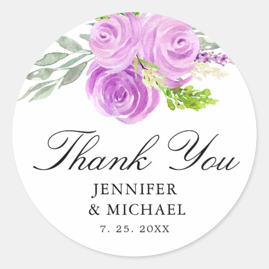 Sticker Rond Lavande violet Mariage Merci Favoriser (Devant)