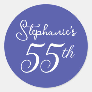Sticker Rond Lavande violet Monogramme 55e fête d'anniversaire