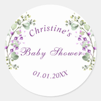 Sticker Rond Lavander Fleurs Baby shower Baby shower classique