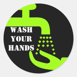 Sticker Rond Lave-toi les mains