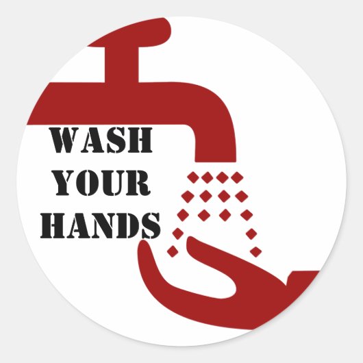 Sticker Rond Lave-toi les mains (Devant)