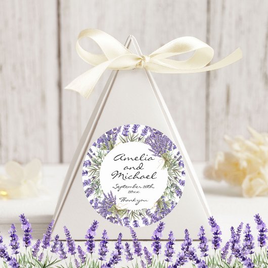 Sticker Rond Lavender Blossom Garden Wedding