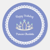 Sticker Rond Lavender Blue Princesse Tiara fête d'anniversaire (Devant)