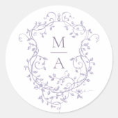 Sticker Rond Lavender Elegant Floral Crest Classic Round (Devant)