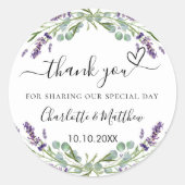Sticker Rond Lavender eucalyptus mariage merci (Devant)
