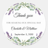 Sticker Rond Lavender eucalyptus wedding thank you (Devant)