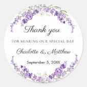 Sticker Rond Lavender eucalyptus wedding thank you (Devant)