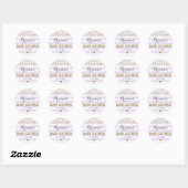 Sticker Rond Lavender Gold Stripe Confetti Baby Girl Douche (Feuille)