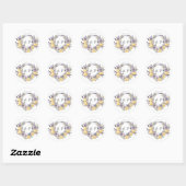 Sticker Rond Lavender Lemon Monogram Floral Crest Mariage (Feuille)